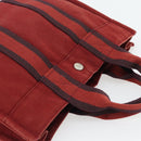 HERMES Fourre Tout PM Hand Bag Canvas Red Navy Silver Auth 181180-6