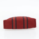 HERMES Fourre Tout PM Hand Bag Canvas Red Navy Silver Auth 181180-9