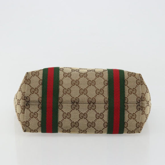 GUCCI GG Canvas Web Sherry Line Hand Bag Beige Gold Red 139261 Auth 181181