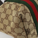 GUCCI GG Canvas Web Sherry Line Hand Bag Beige Gold Red 139261 Auth 181181-14
