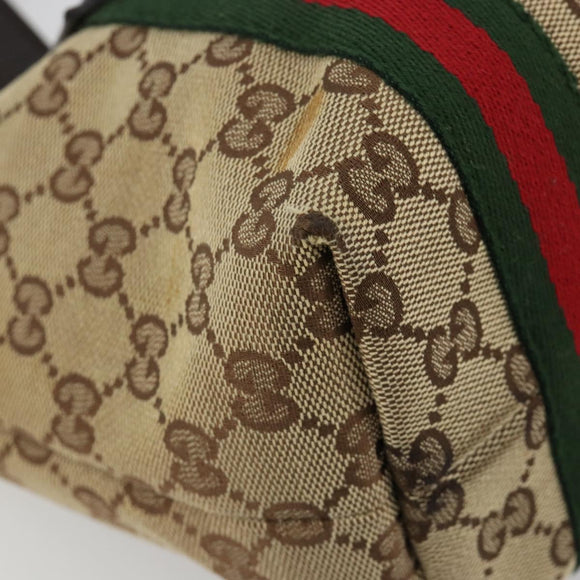 GUCCI GG Canvas Web Sherry Line Hand Bag Beige Gold Red 139261 Auth 181181