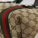 GUCCI GG Canvas Web Sherry Line Hand Bag Beige Gold Red 139261 Auth 181181-15