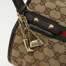 GUCCI GG Canvas Web Sherry Line Hand Bag Beige Gold Red 139261 Auth 181181-17