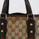GUCCI GG Canvas Web Sherry Line Hand Bag Beige Gold Red 139261 Auth 181181-3