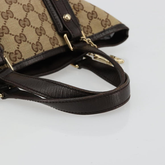GUCCI GG Canvas Web Sherry Line Hand Bag Beige Gold Red 139261 Auth 181181