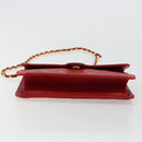 CHANEL Matelasse Chain Shoulder Bag Lamb Skin Red Gold CC Auth 181183-10