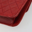 CHANEL Matelasse Chain Shoulder Bag Lamb Skin Red Gold CC Auth 181183-13