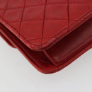 CHANEL Matelasse Chain Shoulder Bag Lamb Skin Red Gold CC Auth 181183-14
