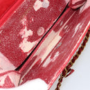 CHANEL Matelasse Chain Shoulder Bag Lamb Skin Red Gold CC Auth 181183-17