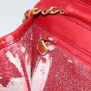 CHANEL Matelasse Chain Shoulder Bag Lamb Skin Red Gold CC Auth 181183-20