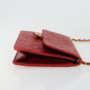 CHANEL Matelasse Chain Shoulder Bag Lamb Skin Red Gold CC Auth 181183-4