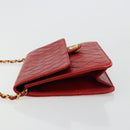 CHANEL Matelasse Chain Shoulder Bag Lamb Skin Red Gold CC Auth 181183-5