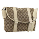 GUCCI GG Canvas Shoulder Bag Beige Silver 145859 Auth 181188-1
