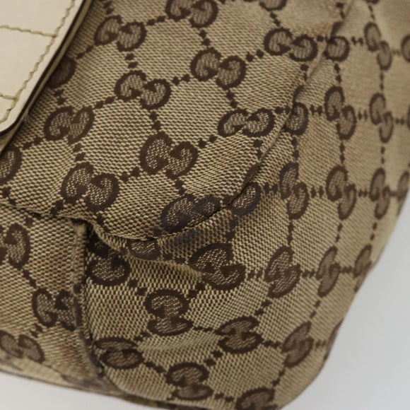 GUCCI GG Canvas Shoulder Bag Beige Silver 145859 Auth 181188
