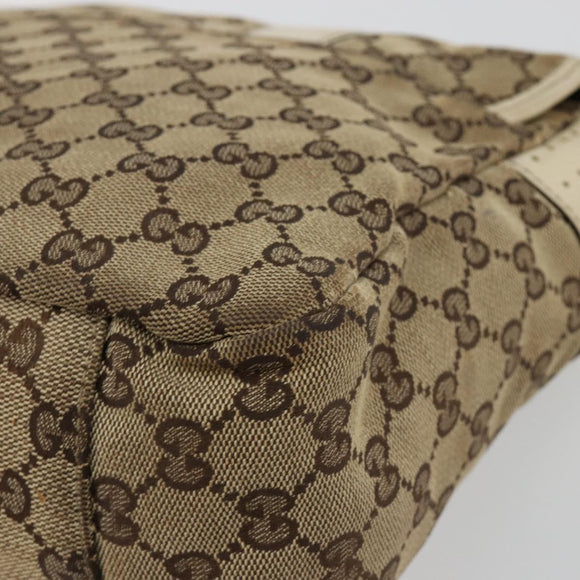GUCCI GG Canvas Shoulder Bag Beige Silver 145859 Auth 181188