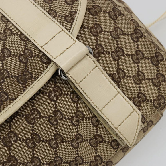 GUCCI GG Canvas Shoulder Bag Beige Silver 145859 Auth 181188