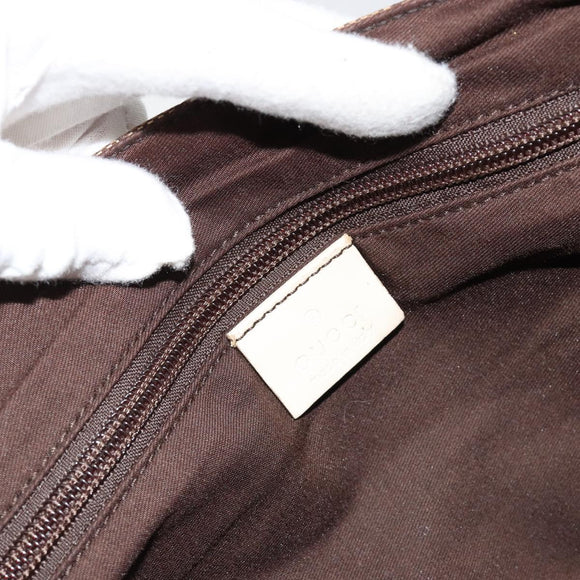 GUCCI GG Canvas Shoulder Bag Beige Silver 145859 Auth 181188
