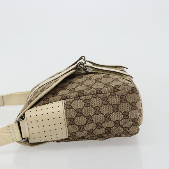 GUCCI GG Canvas Shoulder Bag Beige Silver 145859 Auth 181188