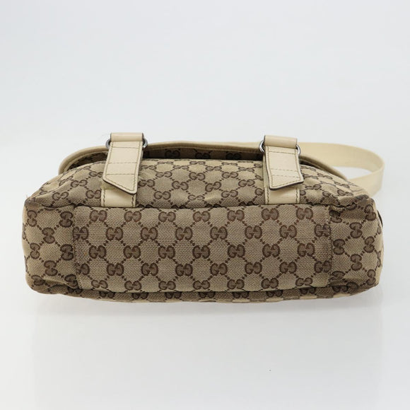 GUCCI GG Canvas Shoulder Bag Beige Silver 145859 Auth 181188