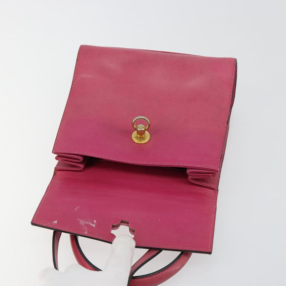 CELINE Hand Bag Leather 2way Pink Gold Auth 181199