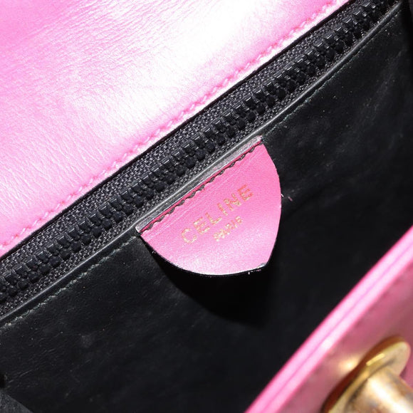 CELINE Hand Bag Leather 2way Pink Gold Auth 181199