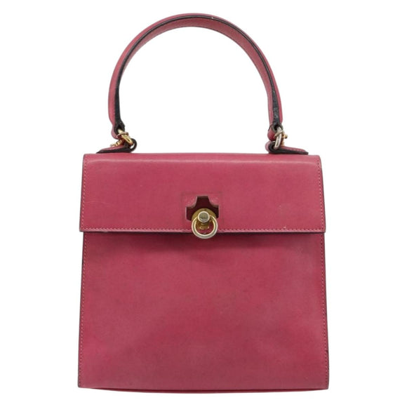 CELINE Hand Bag Leather 2way Pink Gold Auth 181199