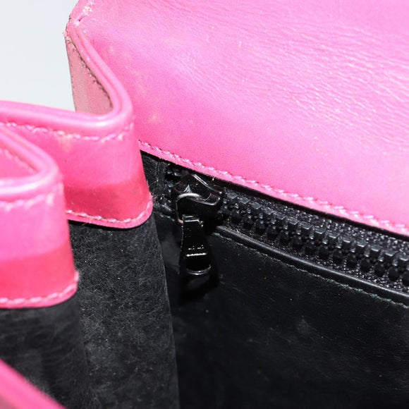 CELINE Hand Bag Leather 2way Pink Gold Auth 181199