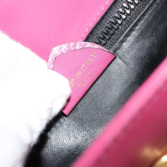 CELINE Hand Bag Leather 2way Pink Gold Auth 181199