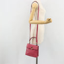 CELINE Hand Bag Leather 2way Pink Gold Auth 181199-25