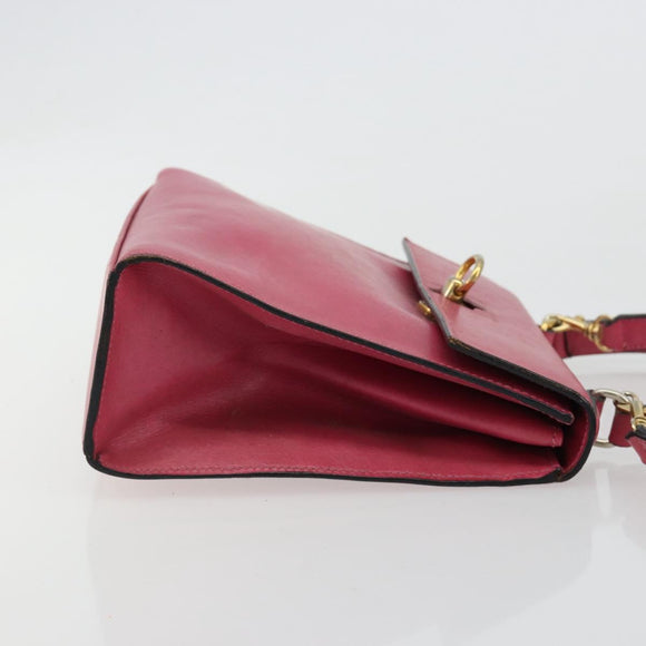 CELINE Hand Bag Leather 2way Pink Gold Auth 181199