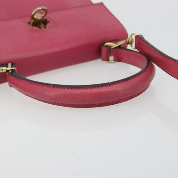 CELINE Hand Bag Leather 2way Pink Gold Auth 181199