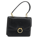 CELINE Hand Bag Leather Gold Black Auth 181200-1