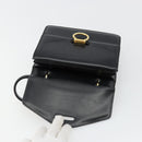 CELINE Hand Bag Leather Gold Black Auth 181200-18