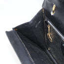 CELINE Hand Bag Leather Gold Black Auth 181200-21