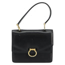 CELINE Hand Bag Leather Gold Black Auth 181200-13