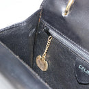 CELINE Hand Bag Leather Gold Black Auth 181200-22