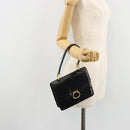 CELINE Hand Bag Leather Gold Black Auth 181200-24