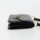 CELINE Hand Bag Leather Gold Black Auth 181200-3