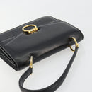 CELINE Hand Bag Leather Gold Black Auth 181200-6