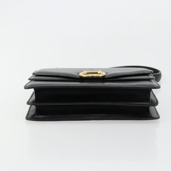 CELINE Hand Bag Leather Gold Black Auth 181200