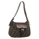 FENDI Zucca Canvas Shoulder Bag Black Brown Auth 181202A-1