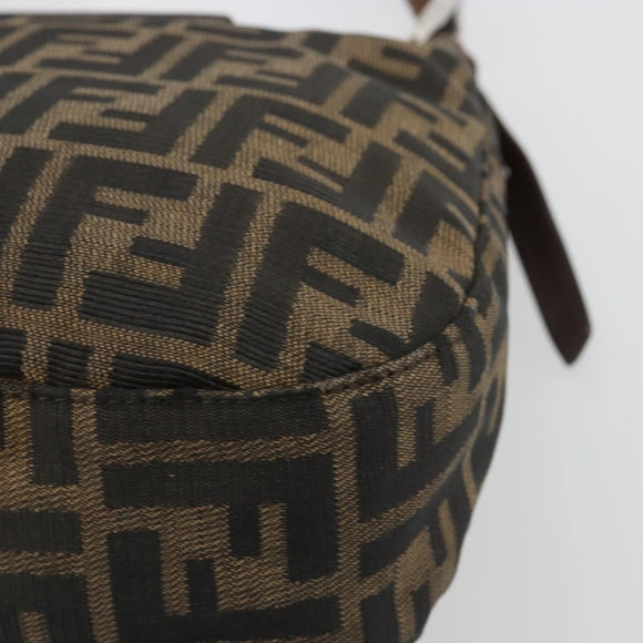 FENDI Zucca Canvas Shoulder Bag Black Brown Auth 181202A