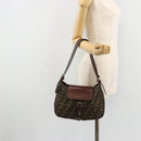FENDI Zucca Canvas Shoulder Bag Black Brown Auth 181202A-24