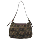 FENDI Zucca Canvas Shoulder Bag Black Brown Auth 181202A-2