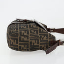 FENDI Zucca Canvas Shoulder Bag Black Brown Auth 181202A-3