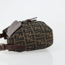 FENDI Zucca Canvas Shoulder Bag Black Brown Auth 181202A-4