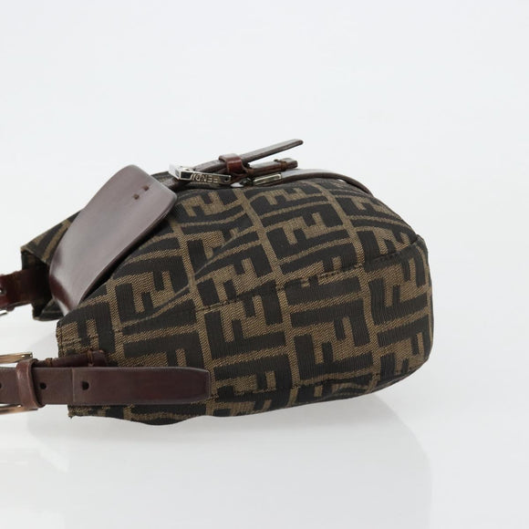 FENDI Zucca Canvas Shoulder Bag Black Brown Auth 181202A
