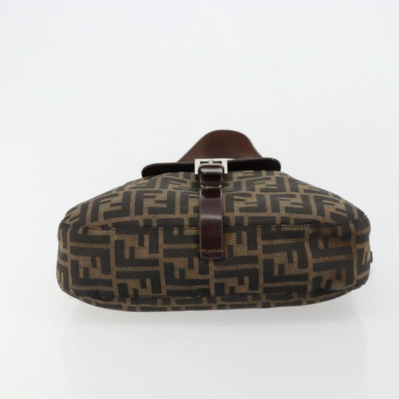 FENDI Zucca Canvas Shoulder Bag Black Brown Auth 181202A