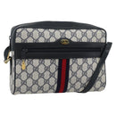 GUCCI GG Supreme Sherry Line Shoulder Bag PVC Navy Gold 72 02 005 Auth 181210-1