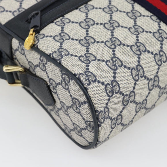 GUCCI GG Supreme Sherry Line Shoulder Bag PVC Navy Gold 72 02 005 Auth 181210